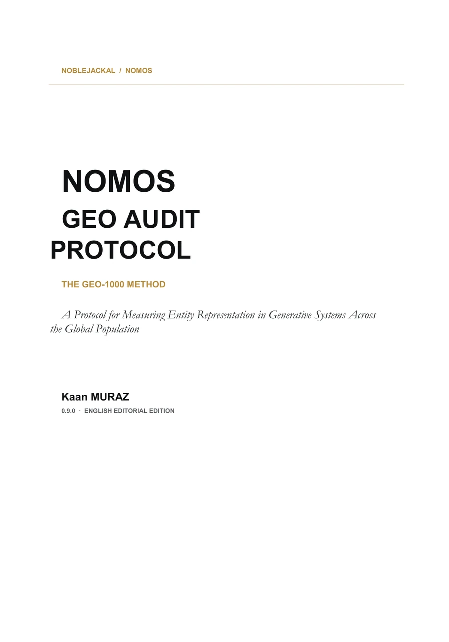 NOMOS GEO Audit Protocol — English edition cover