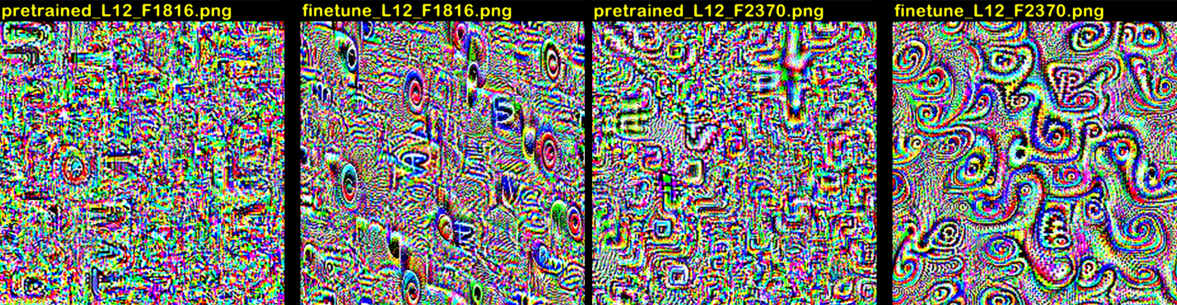 Feature act max vis, Pre-Trained vs. Fine-Tuned